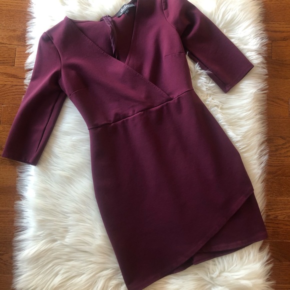 Lulus Dresses & Skirts - Lulu’s Merlot Mini Faux Wrap Dress Size Med/Large